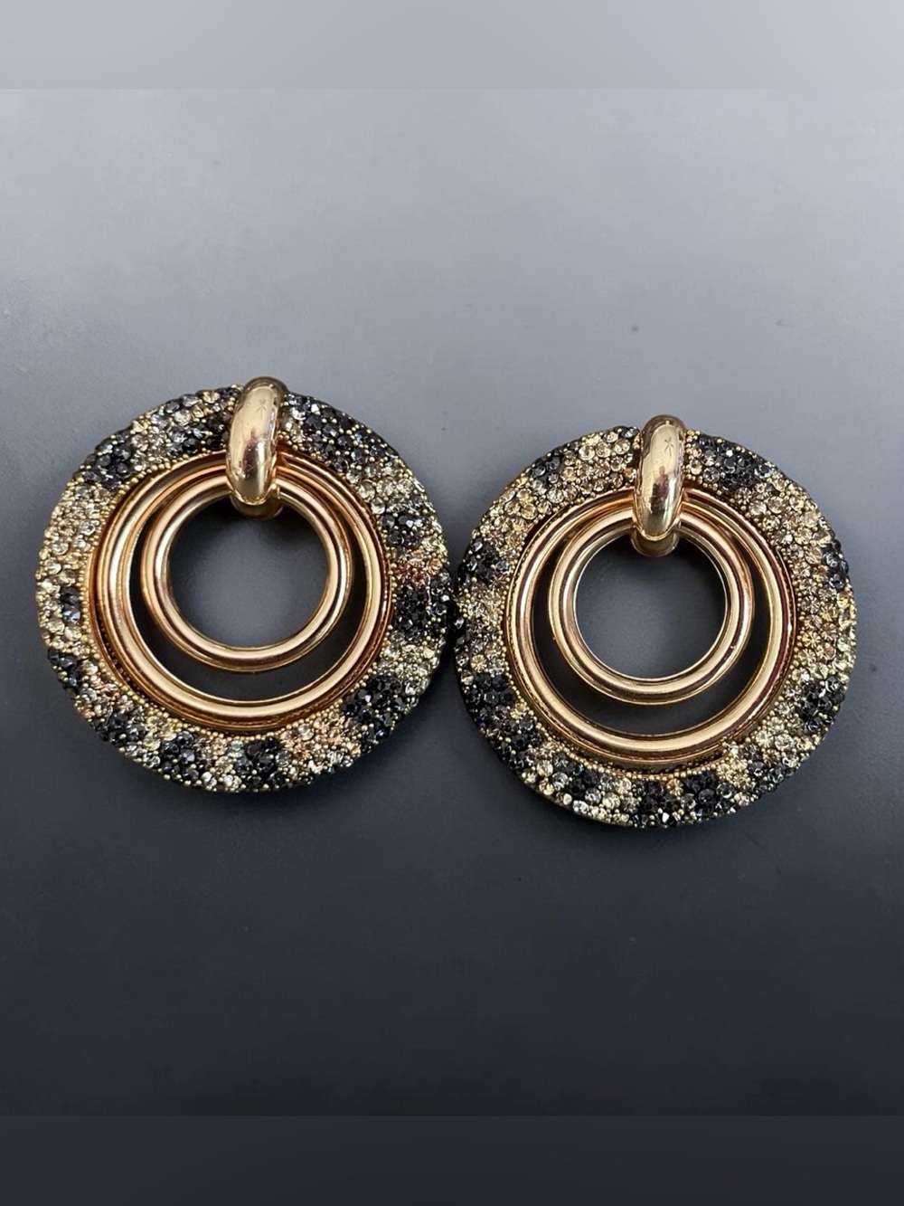 Leopard Rhinestone Circular Crystal Earrings